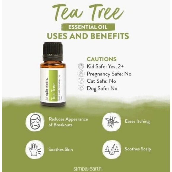 Simply Earth Tea Tree Essential Oil 15ml 100% Pure Oils Natural Aromatherapy NIB - Picture 3 of 12